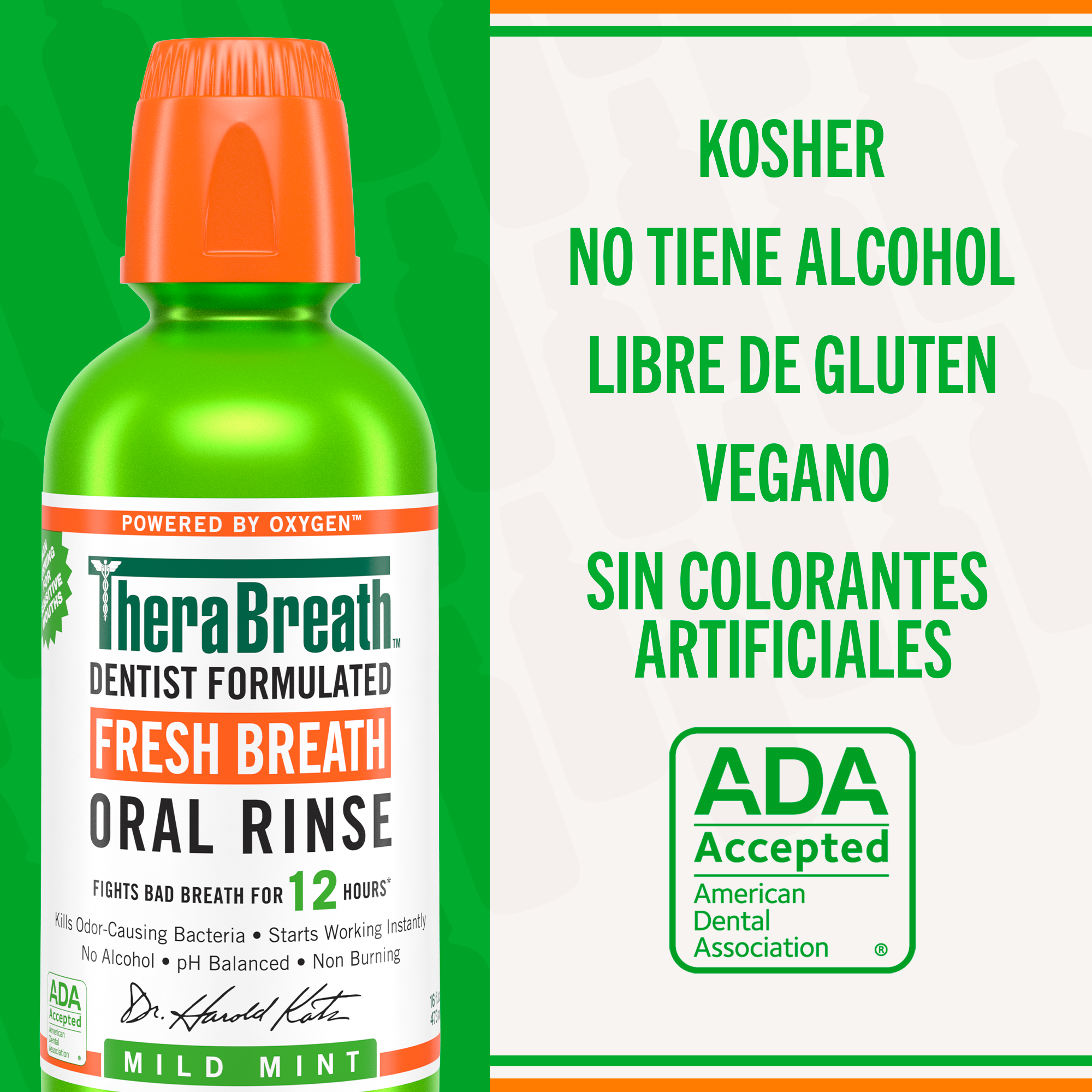 TheraBreath Enjuague Bucal Mild Mint 16 oz