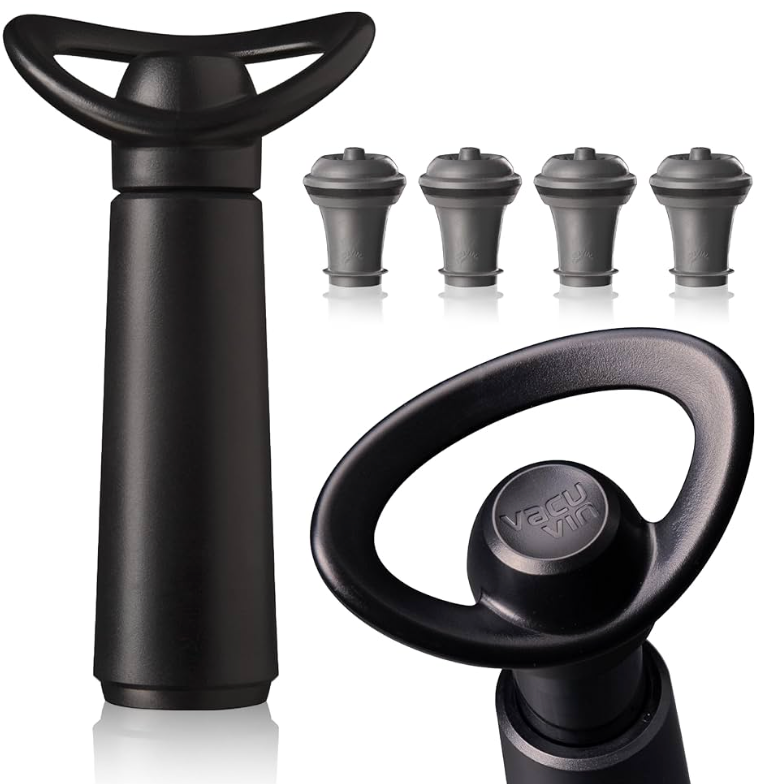 Vacu Vin Wine Saver Concerto Black 1 Pump 4 Stoppers