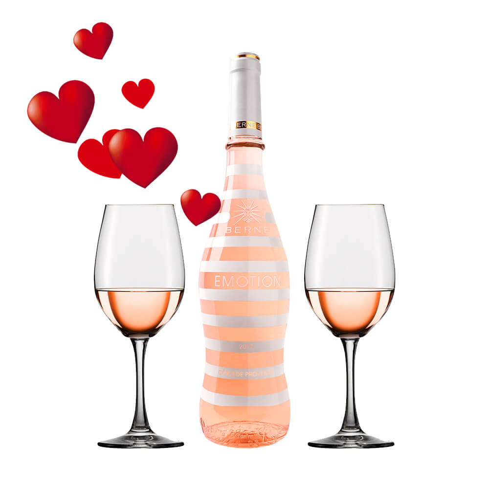Kit San Valentin Berne Emotion Rose 750ml + 2 Copas