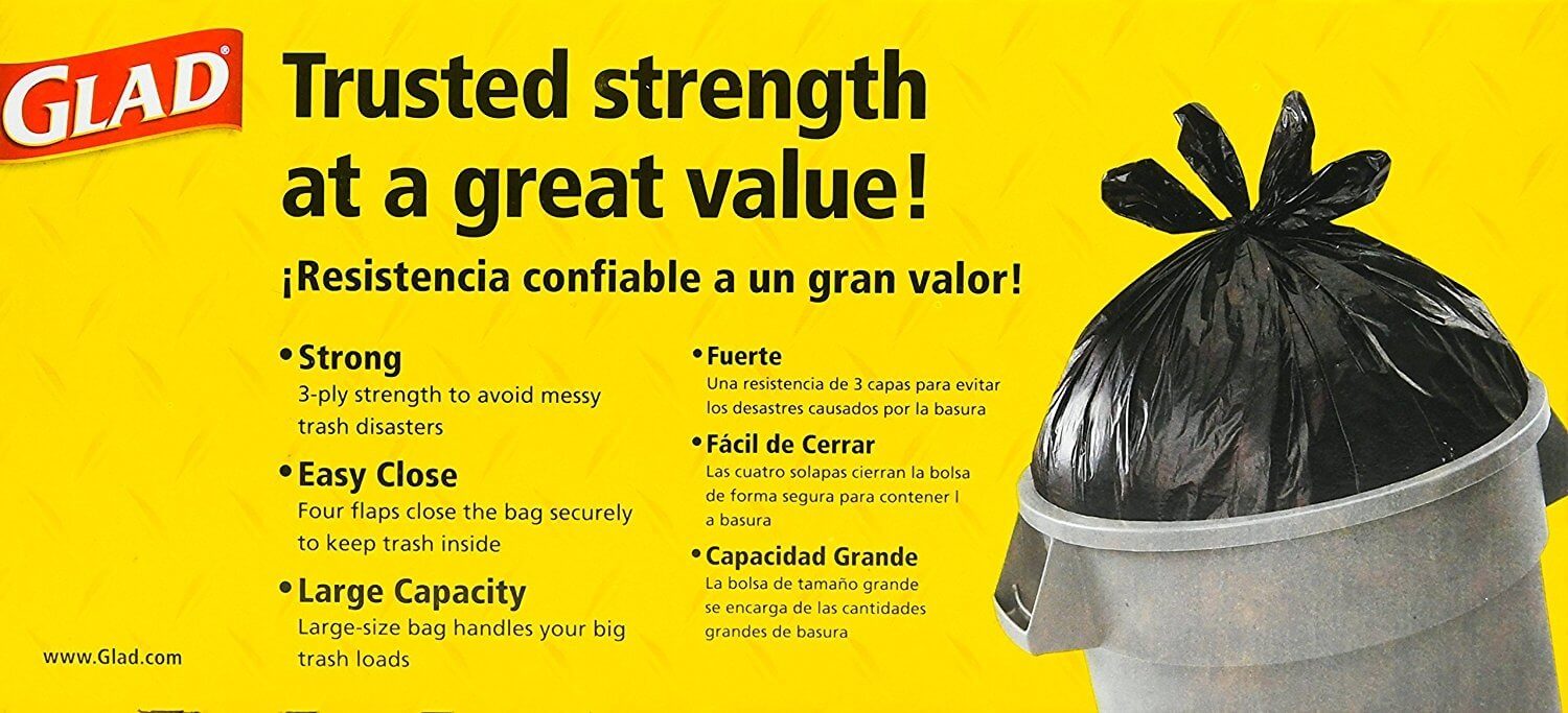 Glad Trash Quick-Tie Black 30 Gallon 10Ct