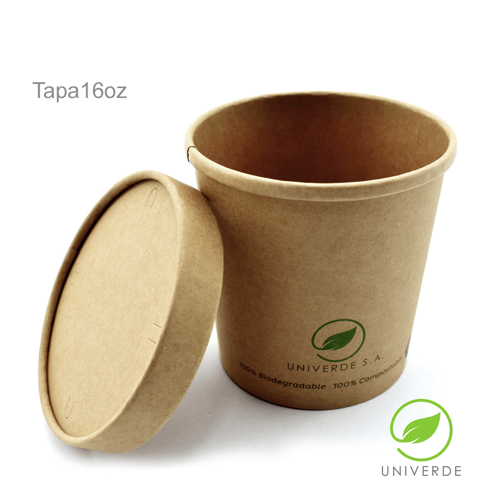 Tapa Para Envase De Sopa De Carton 16Oz 50Unid Univerde