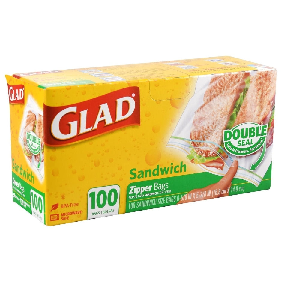 Glad Food Storage Zipper Sanwich 100Ct