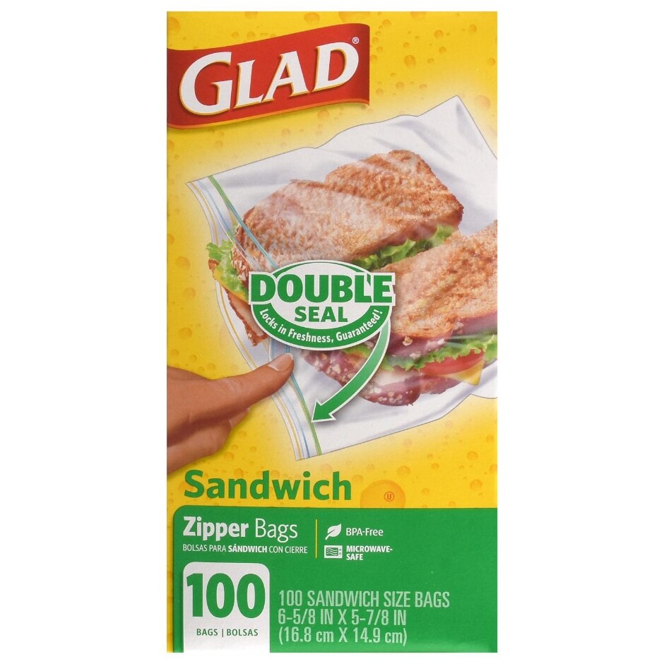 Glad Food Storage Zipper Sanwich 100Ct