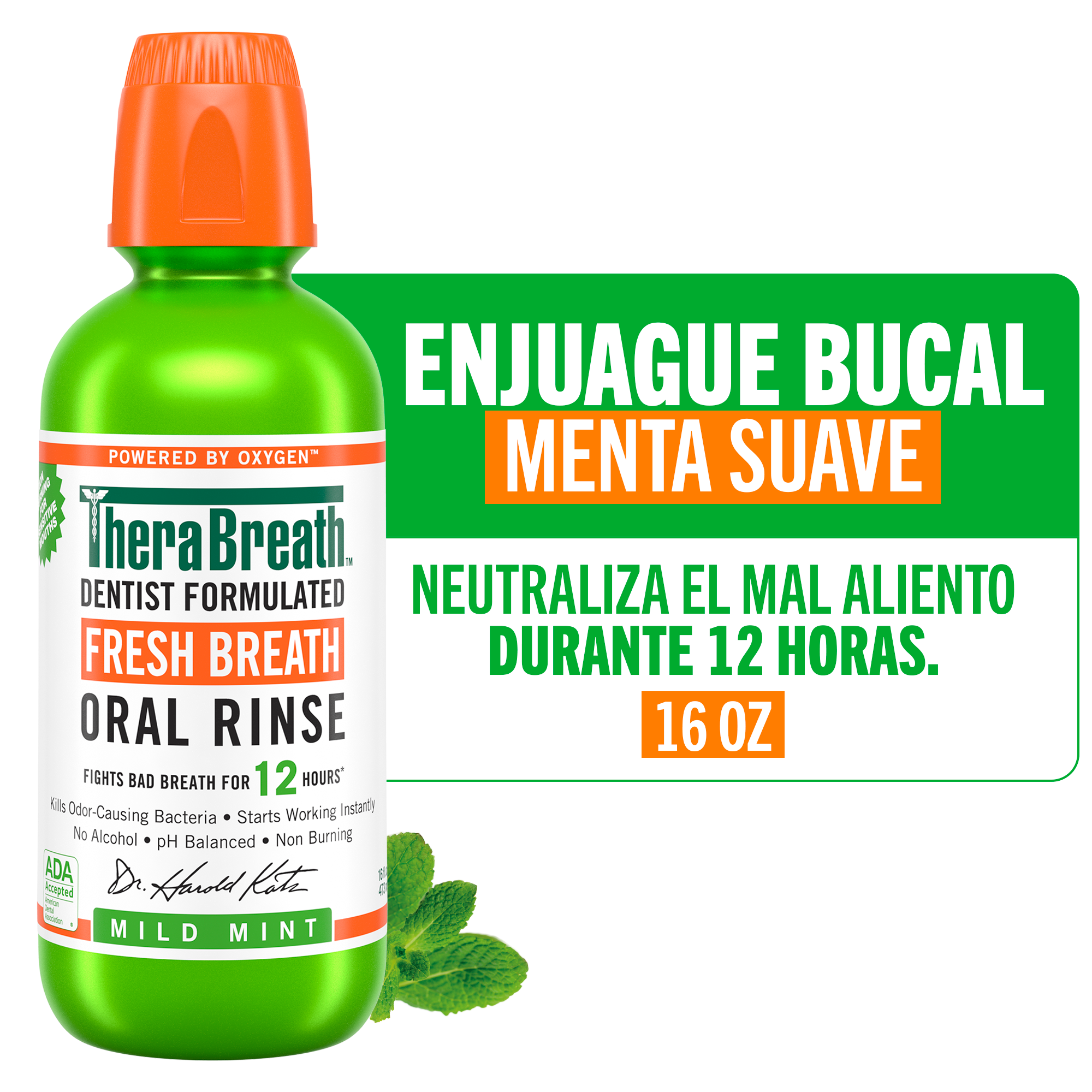 TheraBreath Enjuague Bucal Mild Mint 16 oz