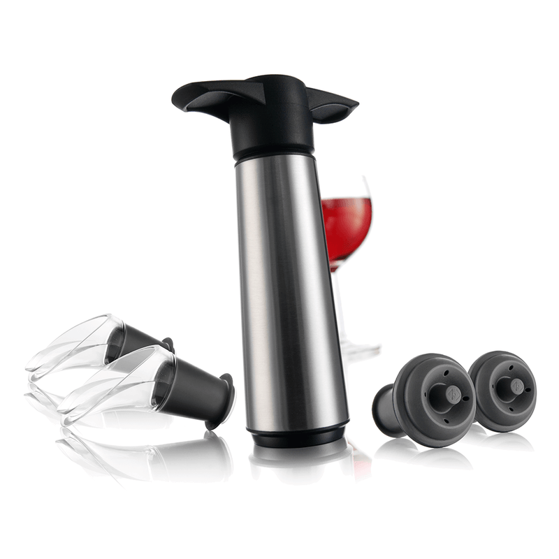 Vacu Vin Wine Saver Stainless Steel (1 Pump, 2 Stopper, 2 Wine Server)