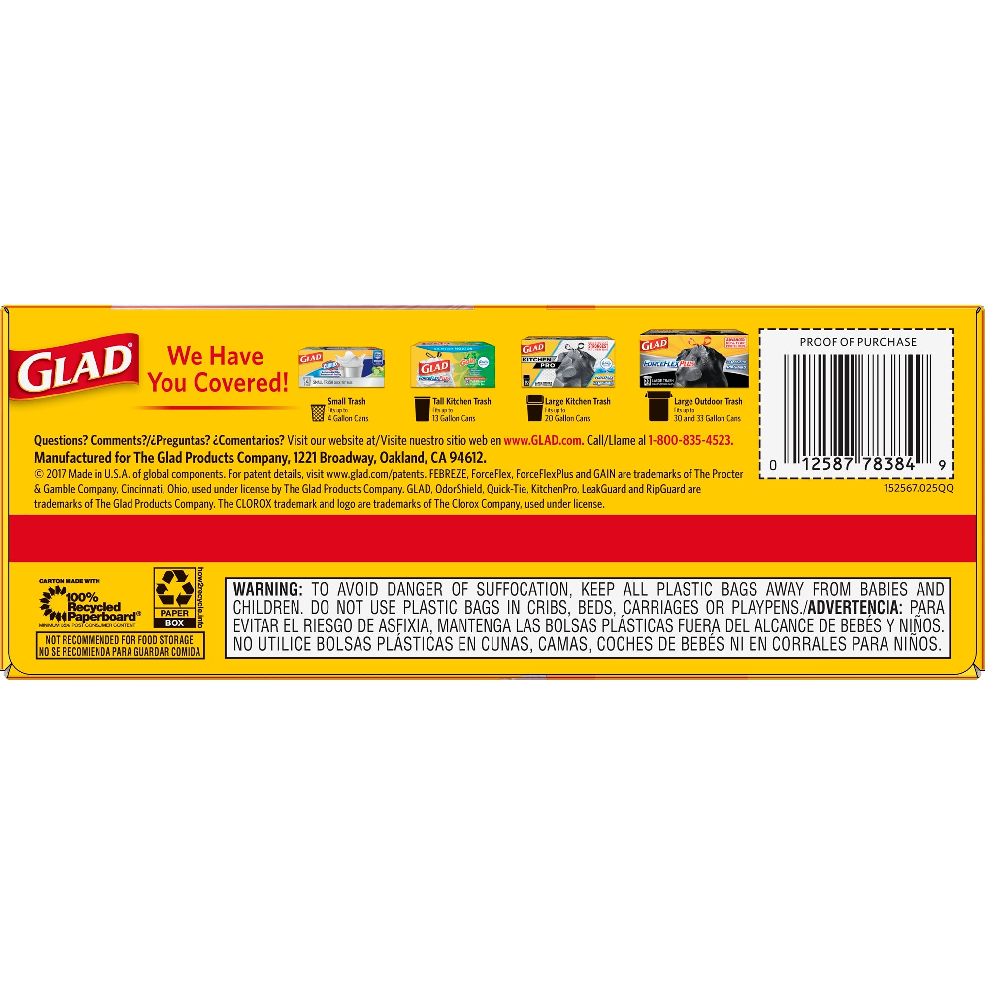 Glad Tall Kitchen Drawstring White 13 Gallon 22Ct