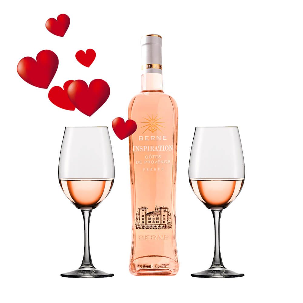 Kit San Valentin Berne Inspiration Rose 750ml + 2 Copas