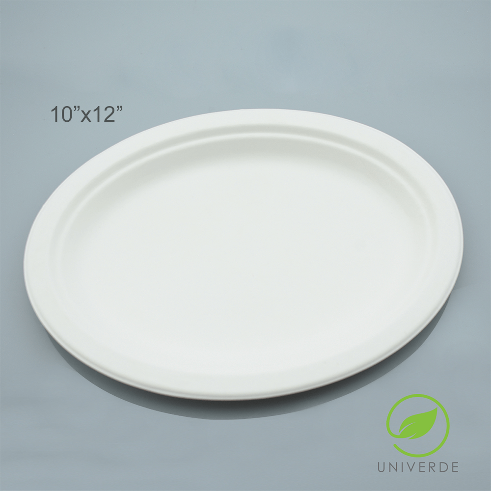 Plato Ovalado Compostable 10"X12" 50 Unid Univerde