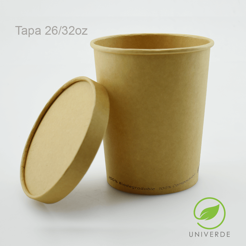 Tapa De Envase De Sopa Kraft 26/32Oz. 50Unid Univerde